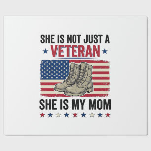 Veteran Mom Patriotic Military Boots Shirt Design_ Wrapping Paper