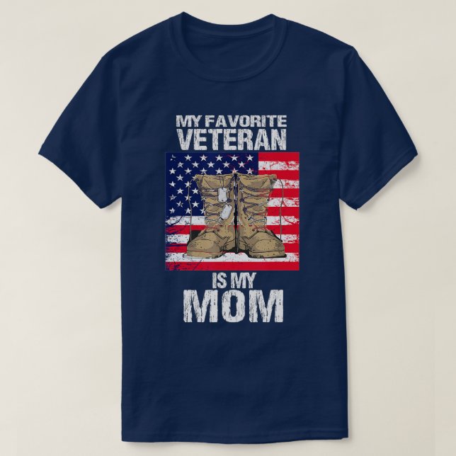 Veteran Mom Proud Son Kids Veterans Day US Veteran T-Shirt (Design Front)