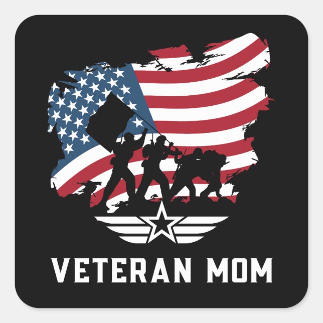 Veteran Mom Square Sticker (Front)