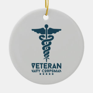 Veteran Navy Corpsman   Honoring Military Medical  Ceramic Ornament