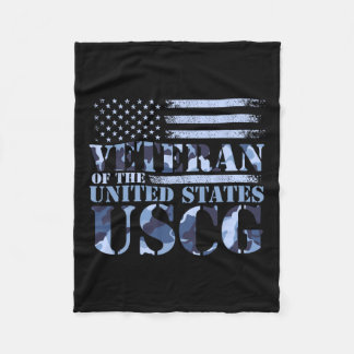 Veteran Of The United States Uscg Camo America Fla Fleece Blanket