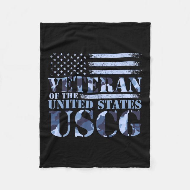 Veteran Of The United States Uscg Camo America Fla Fleece Blanket (Front)