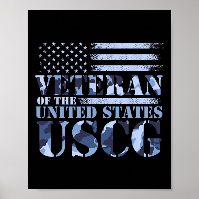Veteran Of The United States Uscg Camo America Fla Poster (Front)