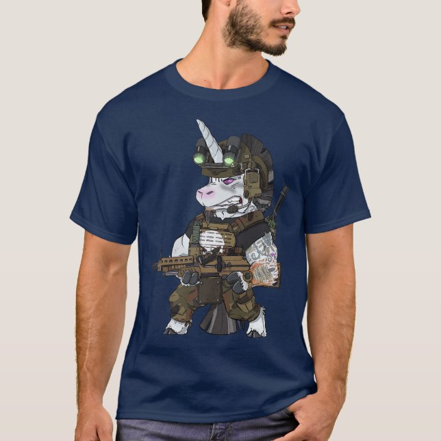 Veteran Operator Military Tactical Unicorn T-Shirt (Front)