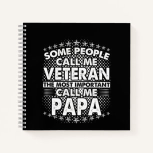 Veteran Papa Patriotic Military Tribute Notebook