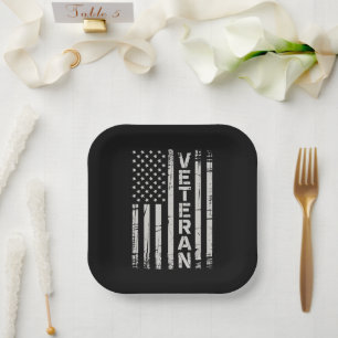 Veteran Patriotic U.S Army American Flag America Paper Plates