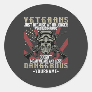 Veteran Patriotic USA Funny Humor Classic Round Sticker