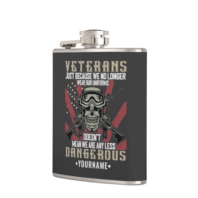 Veteran Patriotic USA Funny Humor Flask (Left)