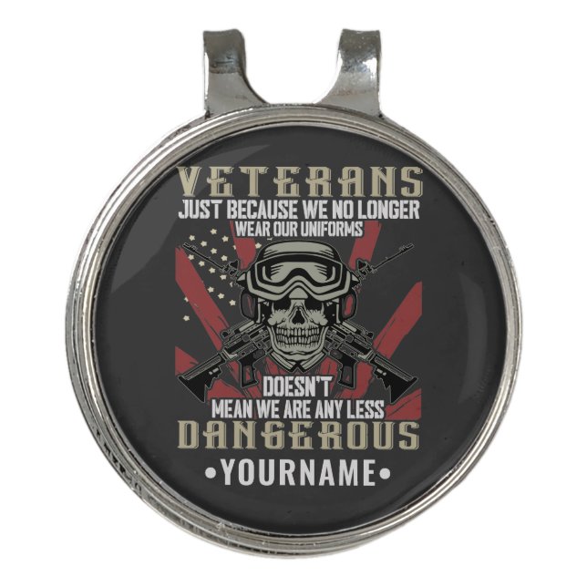 Veteran Patriotic USA Funny Humor Golf Hat Clip (Front)