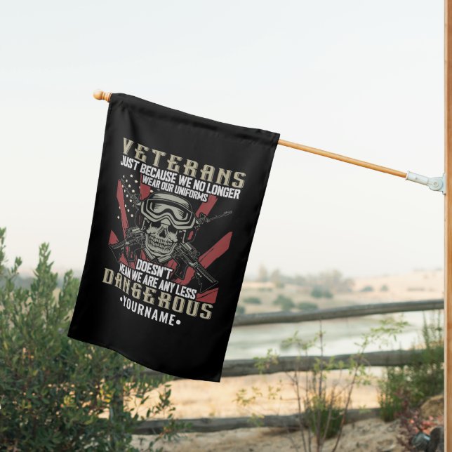 Veteran Patriotic USA Funny Humor House Flag (Insitu (Back))