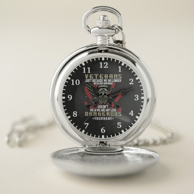 Veteran Patriotic USA Funny Humor Pocket Watch (Inside)
