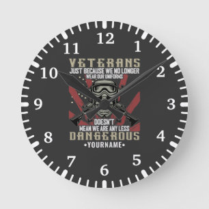 Veteran Patriotic USA Funny Humor Round Clock