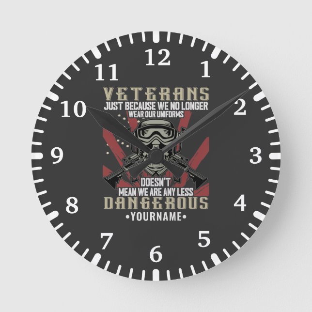 Veteran Patriotic USA Funny Humor Round Clock (Front)