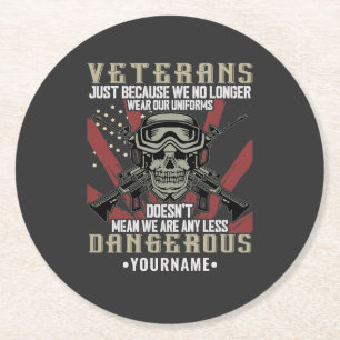 Veteran Patriotic USA Funny Humor Round Paper Coaster