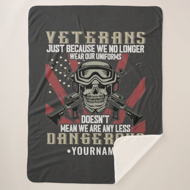 Veteran Patriotic USA Funny Humor Sherpa Blanket (Front)