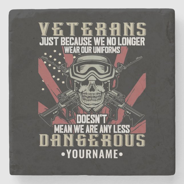 Veteran Patriotic USA Funny Humor Stone Coaster (Front)