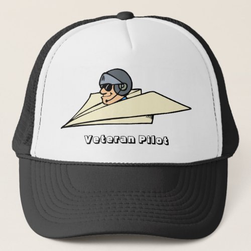 Veteran Pilot Paper Airplane Funny Cartoon Trucker Hat