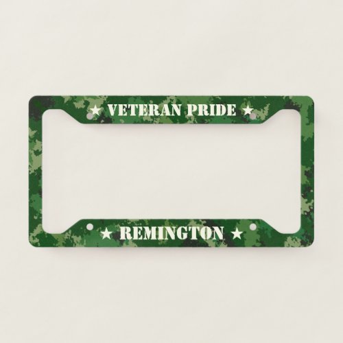 Veteran Pride _ Customizable Camouflage Army Camo License Plate Frame