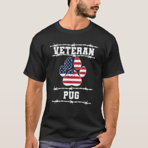 Veteran Pug Retired Dog Retirement Pets Dutch Bull T-Shirt