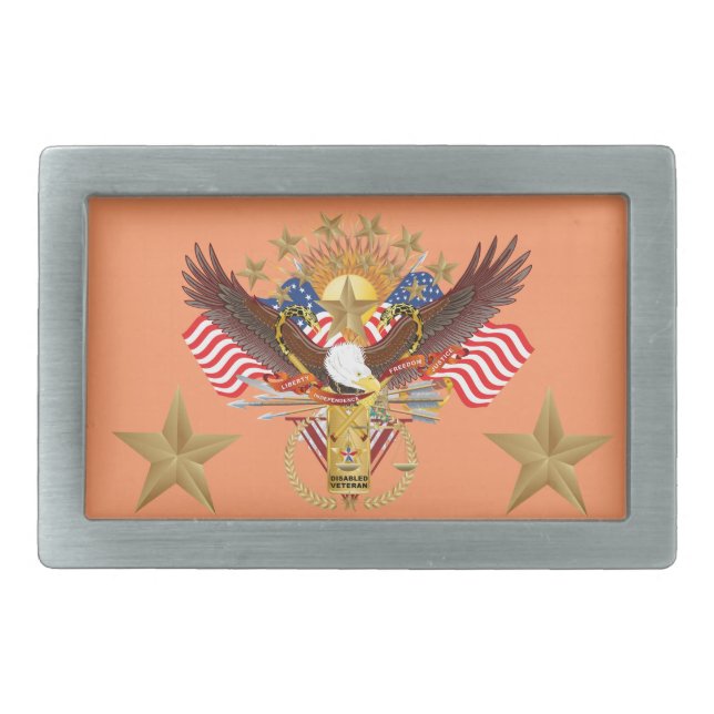 Veteran  Rectangular Only View About Design Belt Buckle (Front)