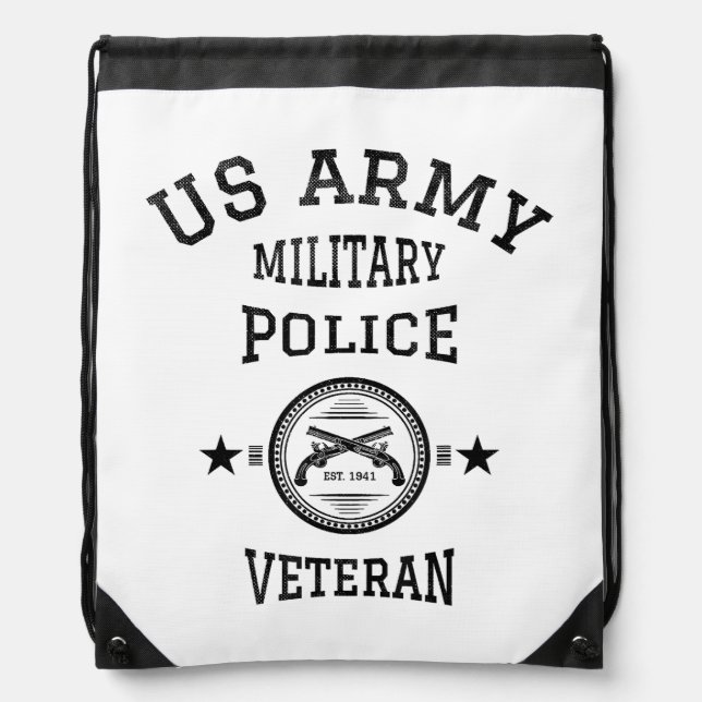 Veteran Retired Police Officer Drawstring Bag (Front)