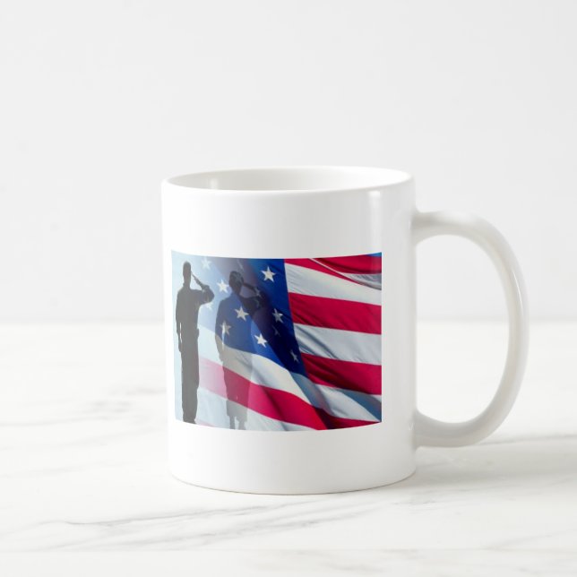 Veteran  Salutes the Flag Patriotic Coffee Mug (Right)