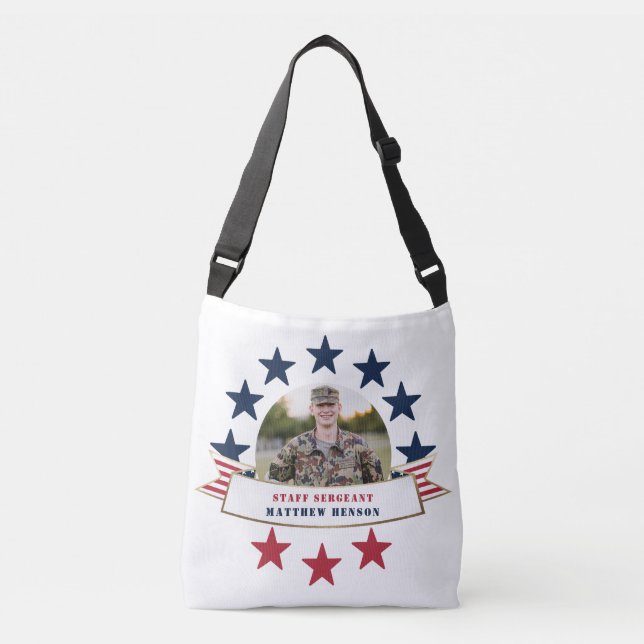 Veteran Service Photo Red White Blue  Crossbody Ba Bag (Front)
