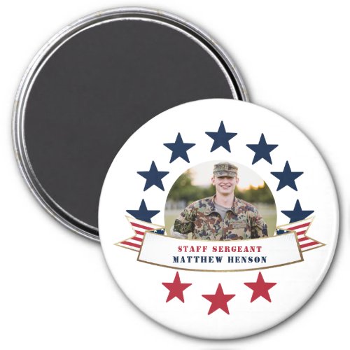 Veteran Service Photo Red White Blue Magnet