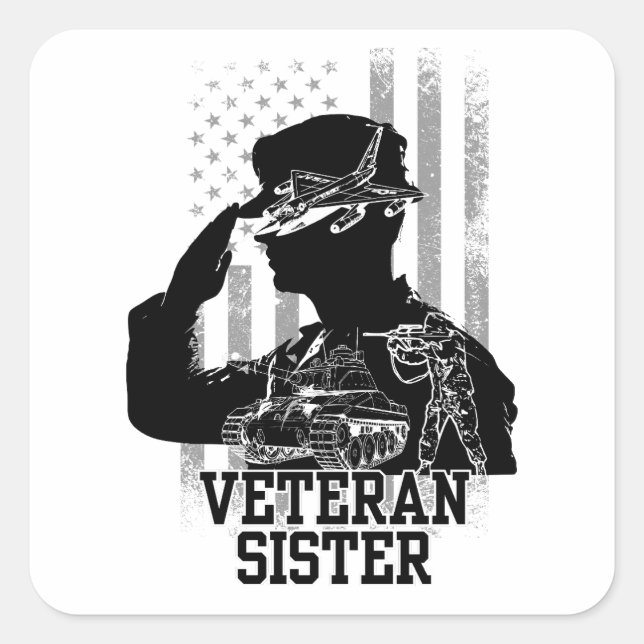 Veteran Sister Square Sticker (Front)