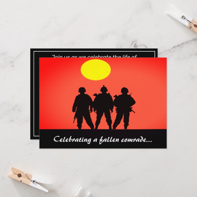 Veteran Soldiers Celebration of Life Guest Book Invitation (Front/Back In Situ)