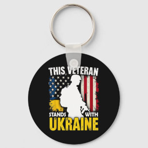 Veteran Stands With Ukraine - Patriotic American F Keychain