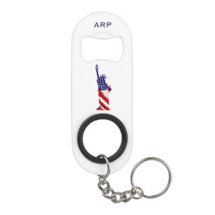 *~* Veteran Statue Military Liberty Red White Blue Keychain Bottle Opener