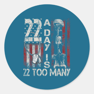 Veteran Suicide Awareness Ribbon 22 A Day Is 22 To Classic Round Sticker