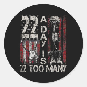 Veteran Suicide Awareness Ribbon 22 A Day Is 22 To Classic Round Sticker