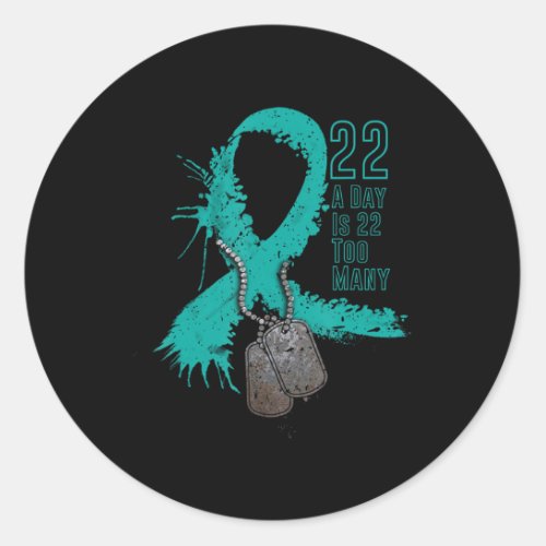 Veteran Suicide Awareness Ribbon 22 A Day Is 22 To Classic Round Sticker