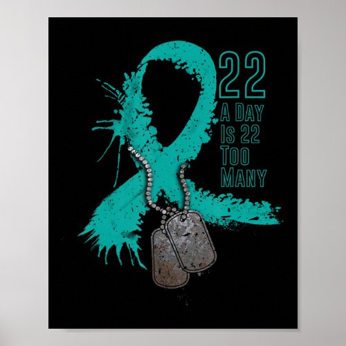 Veteran Suicide Awareness Ribbon 22 A Day Is 22 To Poster