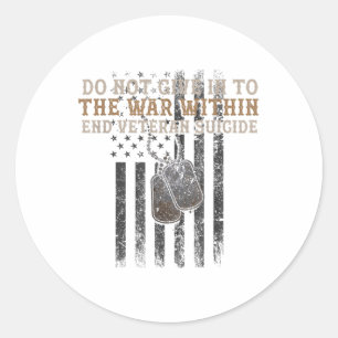 Veteran Suicide Awareness The War Within Patriotic Classic Round Sticker