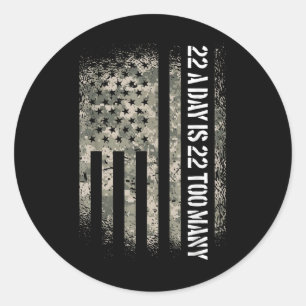 Veteran Suicide Awareness Usa Flag 22 A Day Is 22 Classic Round Sticker