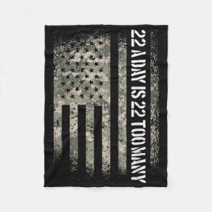 Veteran Suicide Awareness Usa Flag 22 A Day Is 22  Fleece Blanket