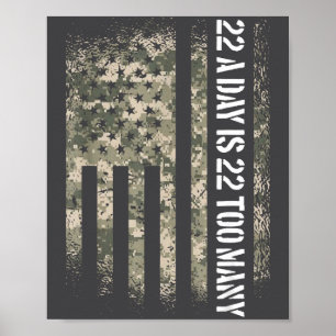 Veteran Suicide Awareness Usa Flag 22 A Day Is 22  Poster