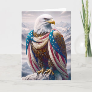Veteran Sympathy Bald Eagle With Flag Card