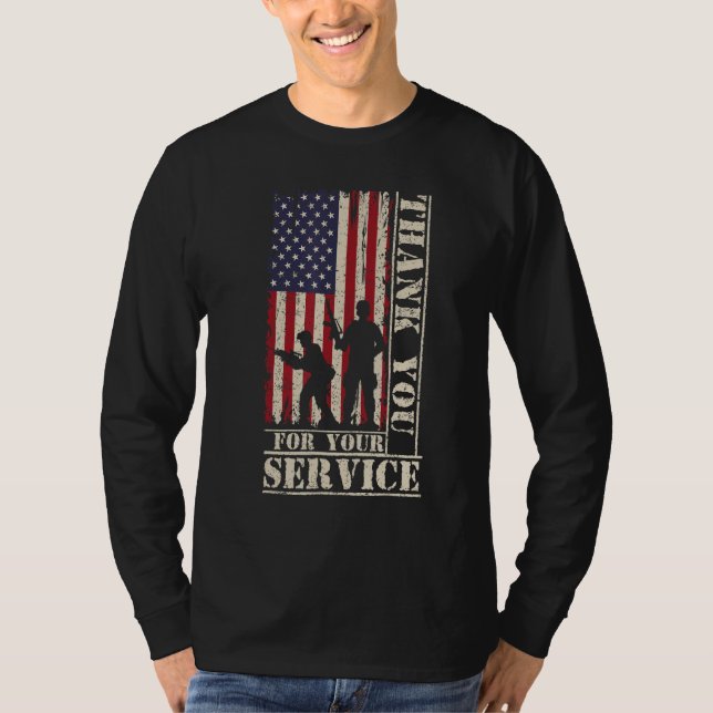 Veteran Thank You For Your Service US Flag Veteran T-Shirt (Front)