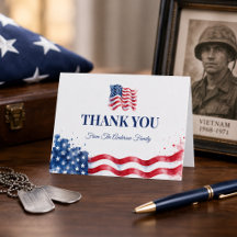 Veteran United States Flag Funeral Thank you card