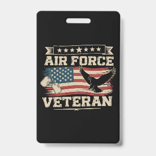 Veteran US Air Force American America Flag  Badge