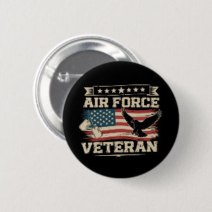 Veteran US Air Force American America Flag Button