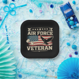 Veteran US Air Force American America Flag Paper Plates