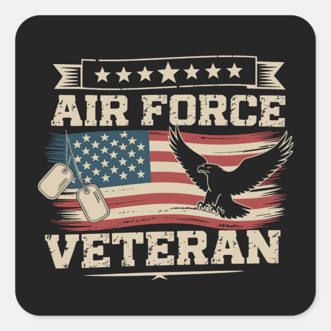 Veteran US Air Force American America Flag  Square Sticker (Front)