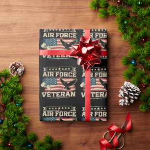 Veteran US Air Force American America Flag Wrapping Paper