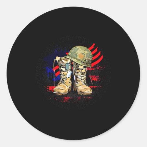 Veteran US Flag July 4th Heroes Wear Combat Boots  Classic Round Sticker