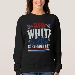 Veteran US Flag Red White & Blue Bartender Crew Sweatshirt